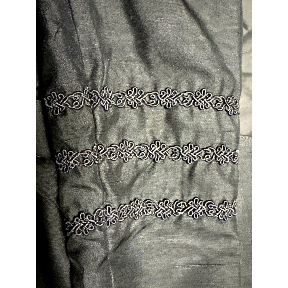 Eleanor P Brenner 10 Vintage Black Silk Jacket Cropped Blazer Deep V Embroidered - Picture 11 of 13